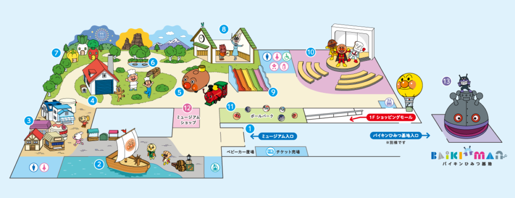 アンパンマンミュージアムの地図